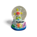 Polyresin Turtles Snow Globe with Florida text - Orange, Pink and Blue (Small Size)