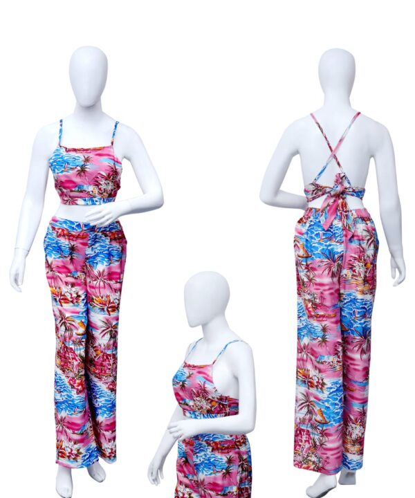 Adjustable Cross Back - Top / Palazzo Pant Set Ladies Hawaiian Prepack