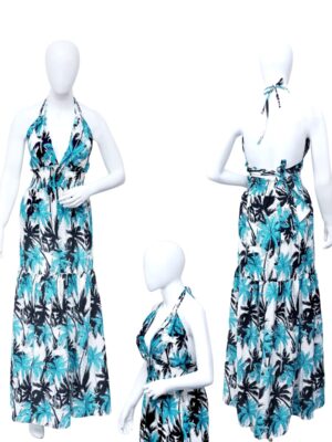 Adjustable Waist - Halter Long Maxi Ladies Hawaiian Dress Prepack