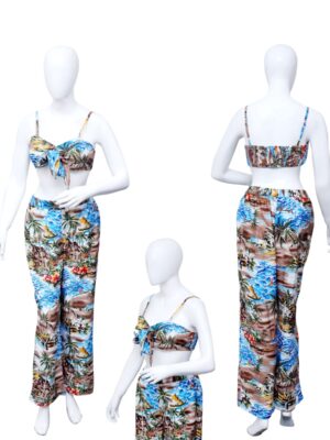 Adjustable Bra and Palazzo Pants Set Ladies Hawaiian Prepack