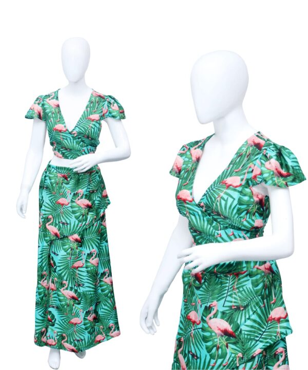 Adjustable Crop Top and Maxi Skirt Set Ladies Hawaiian Prepack