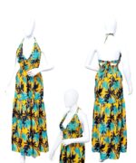 Adjustable Waist - Halter Long Maxi Ladies Hawaiian Dress Prepack