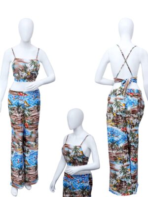 Adjustable Cross Back - Top / Palazzo Pant Set Ladies Hawaiian Prepack