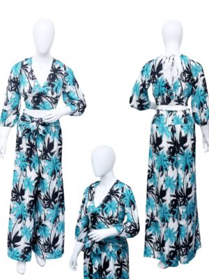 Adjustable Crop Top and Palazzo Pant Set Ladies Hawaiian Prepack