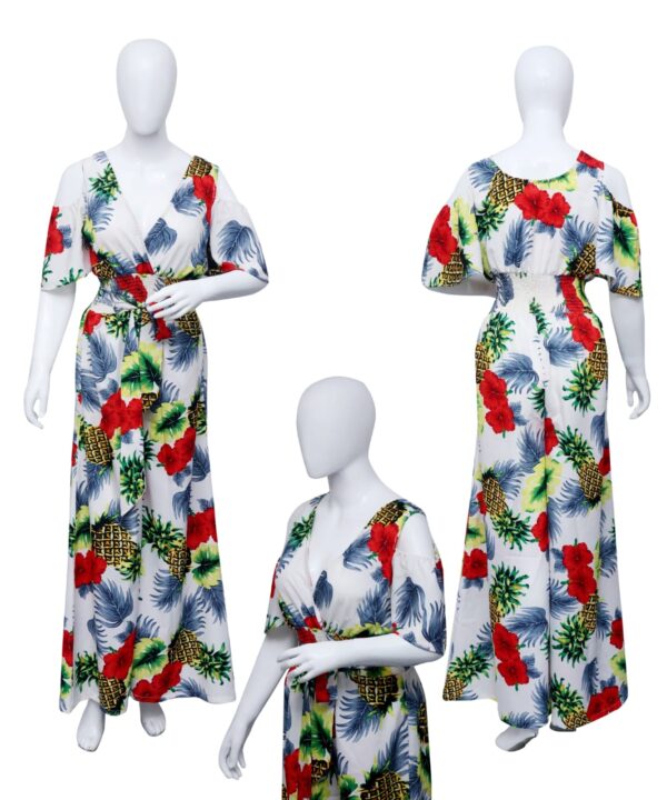 Adjustable Waist Palazzo Pant - Hawaiian Ladies Cold Shoulder Jumpsuit Prepack