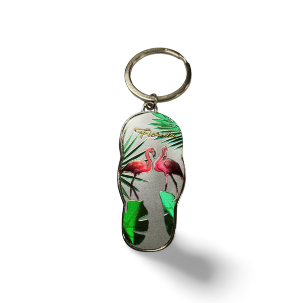 Florida Metal Key Chain - "Flamingo"