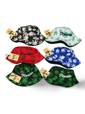 Florida 100% Cotton Reversible Bucket Hat - "Inside Part Solid Black" Black, White, Red, Blue, Green A, Green B