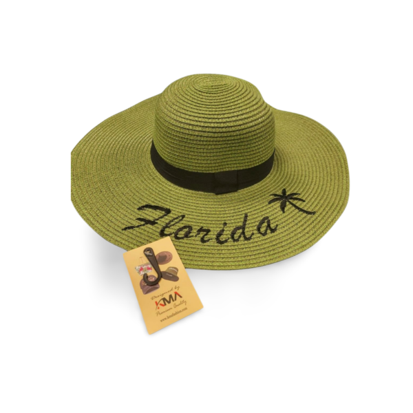 Florida Straw Hat - "Coconut Tree" Navy, Pastel Grey, Pinkish Grey, Heathered Grey, Clay Brown, Hazel Green