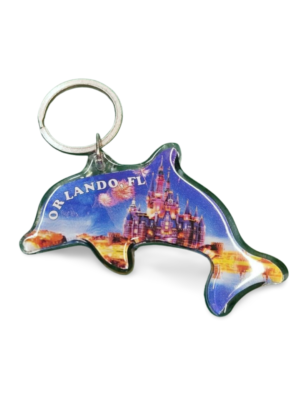 Orlando,FL Acrylic Key Chain - "Dolphin Shaped & Castle"