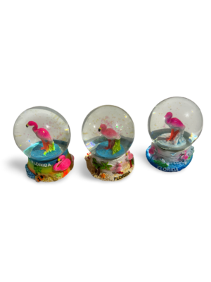 Polyresin Flamingo Snow Globe with Florida - All Pink with Base variation (Large Size)