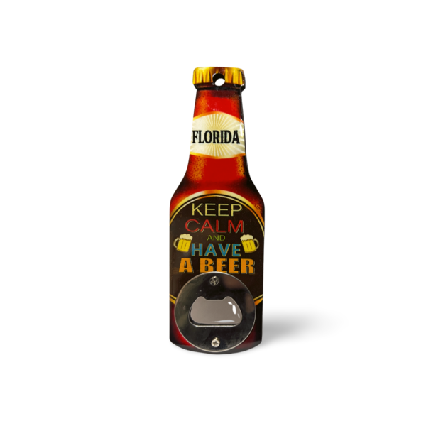 Florida Wooden Magnet Bottle Opener - "Keep Calm and Have a Beer"