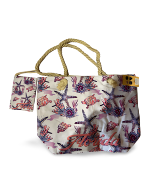 Florida Beach Bag with Purse - "Shells Conch Print"