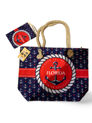 Florida Beach Bag with Purse - "Anchor Nautical"