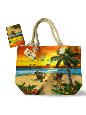 Florida Beach Bag with Purse - "Vacation Destination with Beach Design"