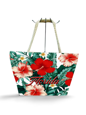 Florida Beach Bag with Purse - "Flowers Pattern"