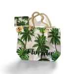 Florida Beach Bag with Purse - "Palm Tree Print"