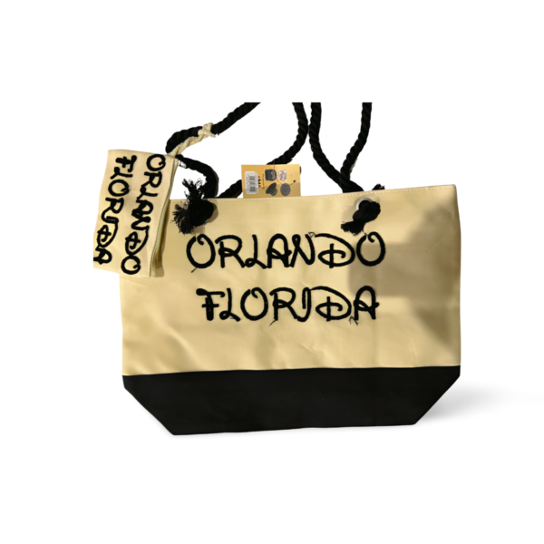 Orlando Florida Beach Bag with Purse - Red, Pink, Blue, Black