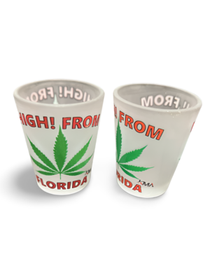 Florida Shot Glass - "Green Weed Leaf"