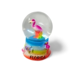 Polyresin Flamingo Snow Globe with Florida - All Pink with Base variation (Small Size)