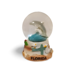 Polyresin Dolphin Snow Globe with Florida - Blue, Grey and Pink (Small Size)