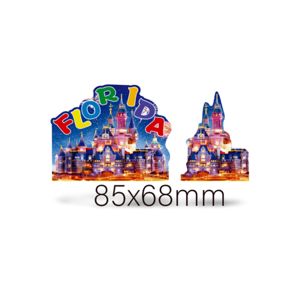 Florida 3D Magnet - "Castle with Fireworks Design"