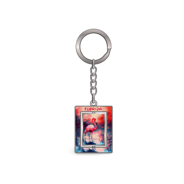 Florida Metal Key Chain - "Flamingo Lake"