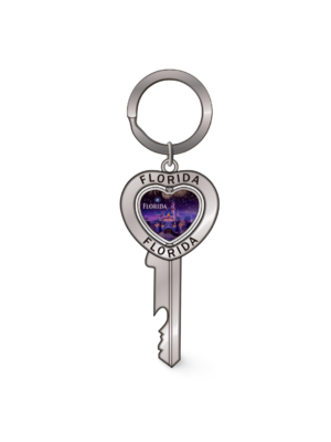 Florida Metal Key Chain - "Night Castle Fireworks"