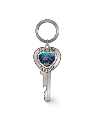 Florida Metal Key Chain - "Turtle and Sea"