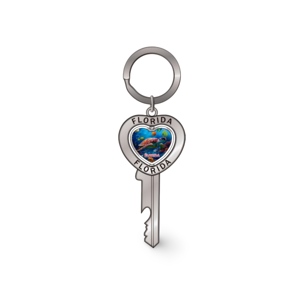 Florida Metal Key Chain - "Turtle and Sea"