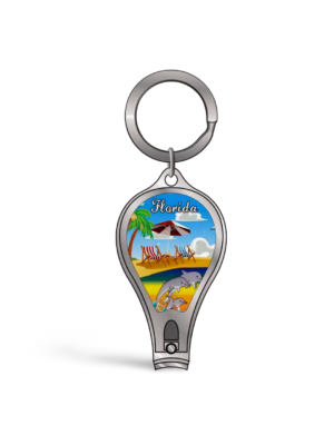 Florida Nail Clipper Key Chain (Metal) - "Beach & Dolphin"