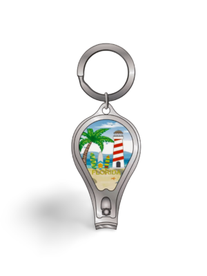 Florida Nail Clipper Key Chain (Metal) - "Beach & Tower"