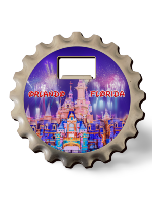 Florida 3-in-1 Coaster, Magnet, and Bottle Opener (Metal) - "FLORIDA ORLANDO CASTLE"