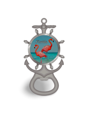 Florida Magnet Bottle Opener (Metal) - "Flamingos"