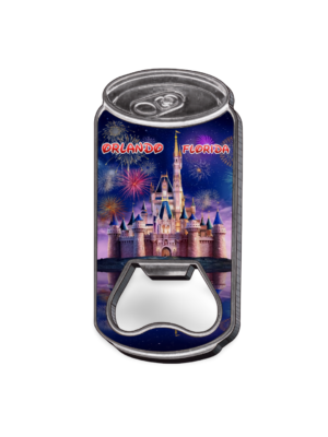 Florida Magnet Bottle Opener (Metal) - "Orlando Castle Night"