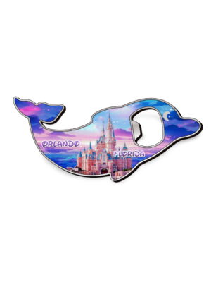 Florida Dolphin Magnet and Bottle Opener (Metal) - "Orlando Castle World"