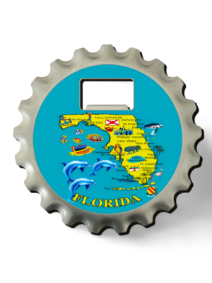 Florida 3-in-1 Coaster, Magnet, and Bottle Opener (Metal) - "Ocean Life"