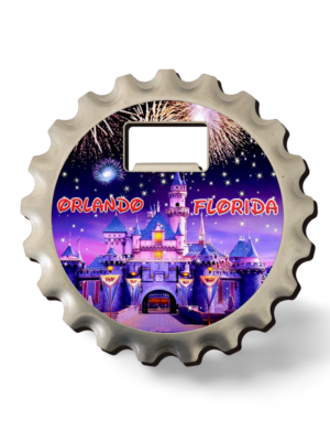 Florida 3-in-1 Coaster, Magnet, and Bottle Opener (Metal) - Florida Orlando Castle Fireworks