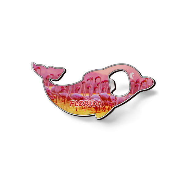 Florida Dolphin Magnet and Bottle Opener (Metal) - "Florida Flamingo"