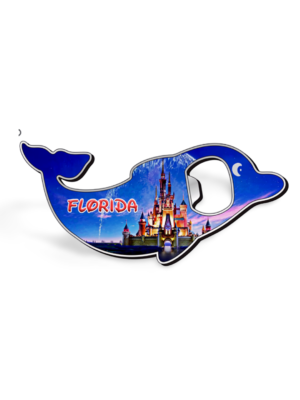 Florida Dolphin Magnet and Bottle Opener (Metal) - "Florida Castle Night"