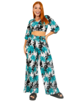Adjustable Crop Top and Palazzo Pant Set Ladies Hawaiian Prepack