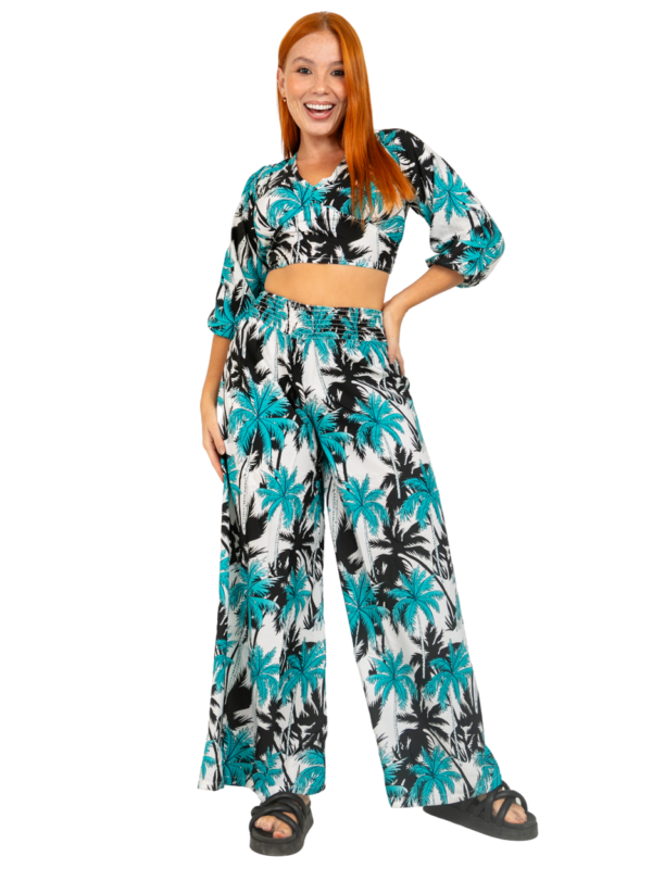 Adjustable Crop Top and Palazzo Pant Set Ladies Hawaiian Prepack