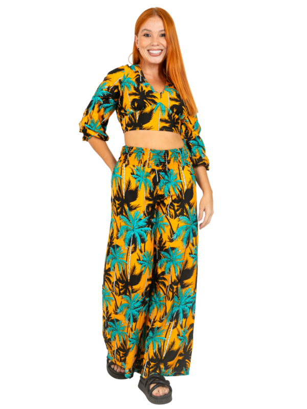 Adjustable Crop Top and Palazzo Pant Set Ladies Hawaiian Prepack