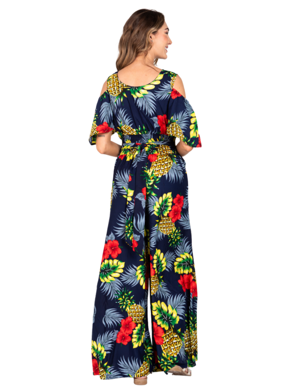 Adjustable Waist Palazzo Pant - Hawaiian Ladies Cold Shoulder Jumpsuit Prepack