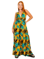 Adjustable Waist - Halter Long Maxi Ladies Hawaiian Dress Prepack