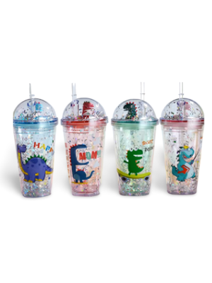 Color Changing Light Up Water Bottle - "Cute Dinosaur" Red, Blue, Green, Pink