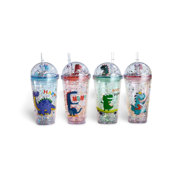 Color Changing Light Up Water Bottle - "Cute Dinosaur" Red, Blue, Green, Pink