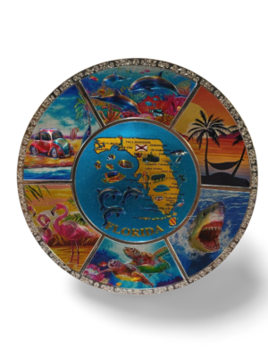 Florida Alloy Decorative Plate (Large) - "Florida Map"