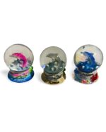 Polyresin Dolphin Snow Globe with Florida - Pink, Grey and Blue (Large Size)