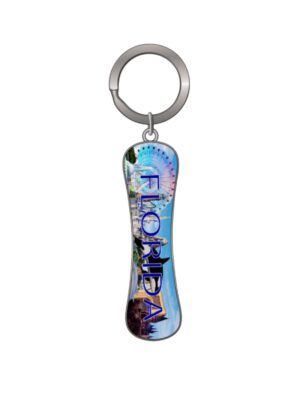 Florida Skateboard Metal Key Chain - "Dolphins in Sunshine City"