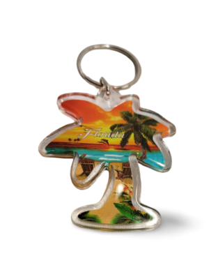 Florida Acrylic Key Chain - "Palm Tree Shaped & Sea Beach"